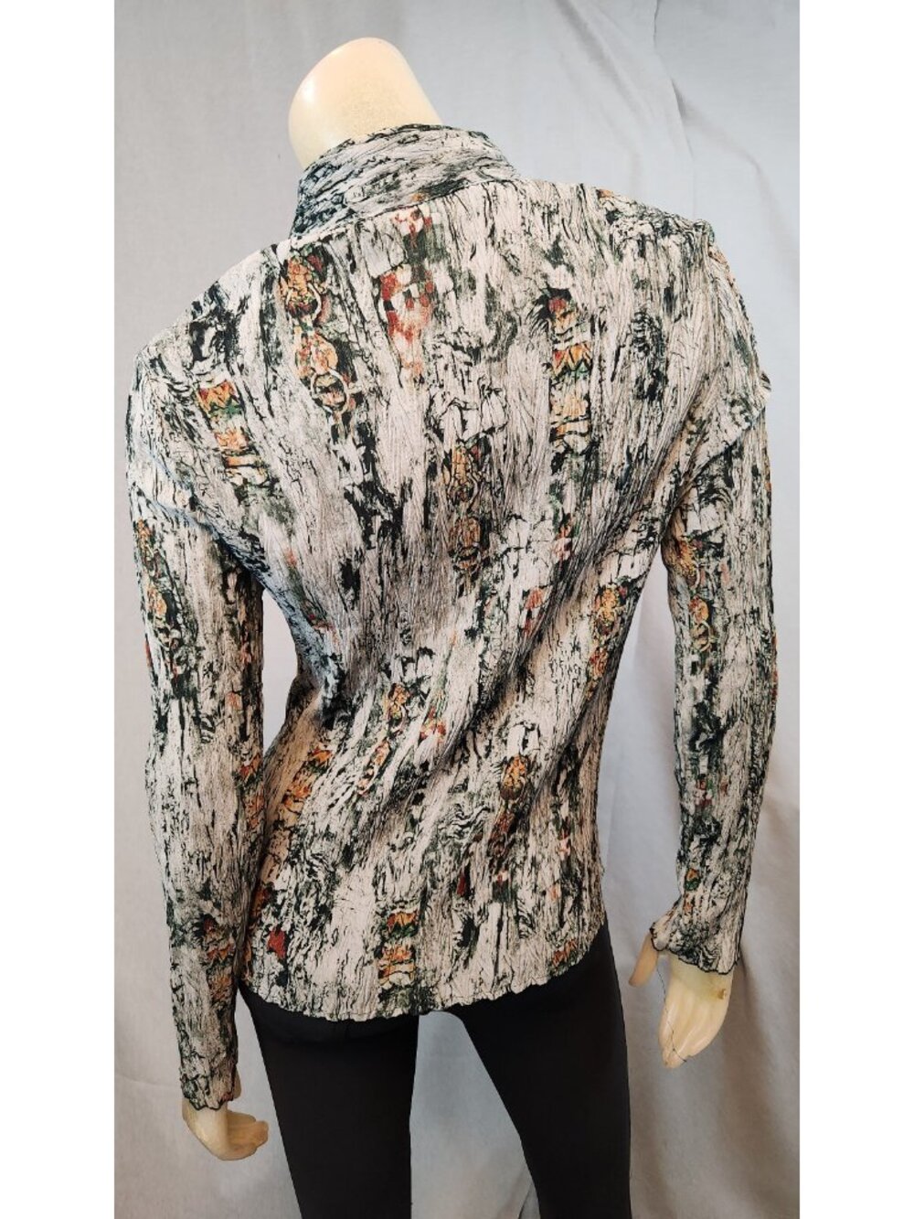 Naomi Gray Green Sequin Collared Long Slv Top Shirt Blouse Womens USED MEDIUM - Picture 4 of 6